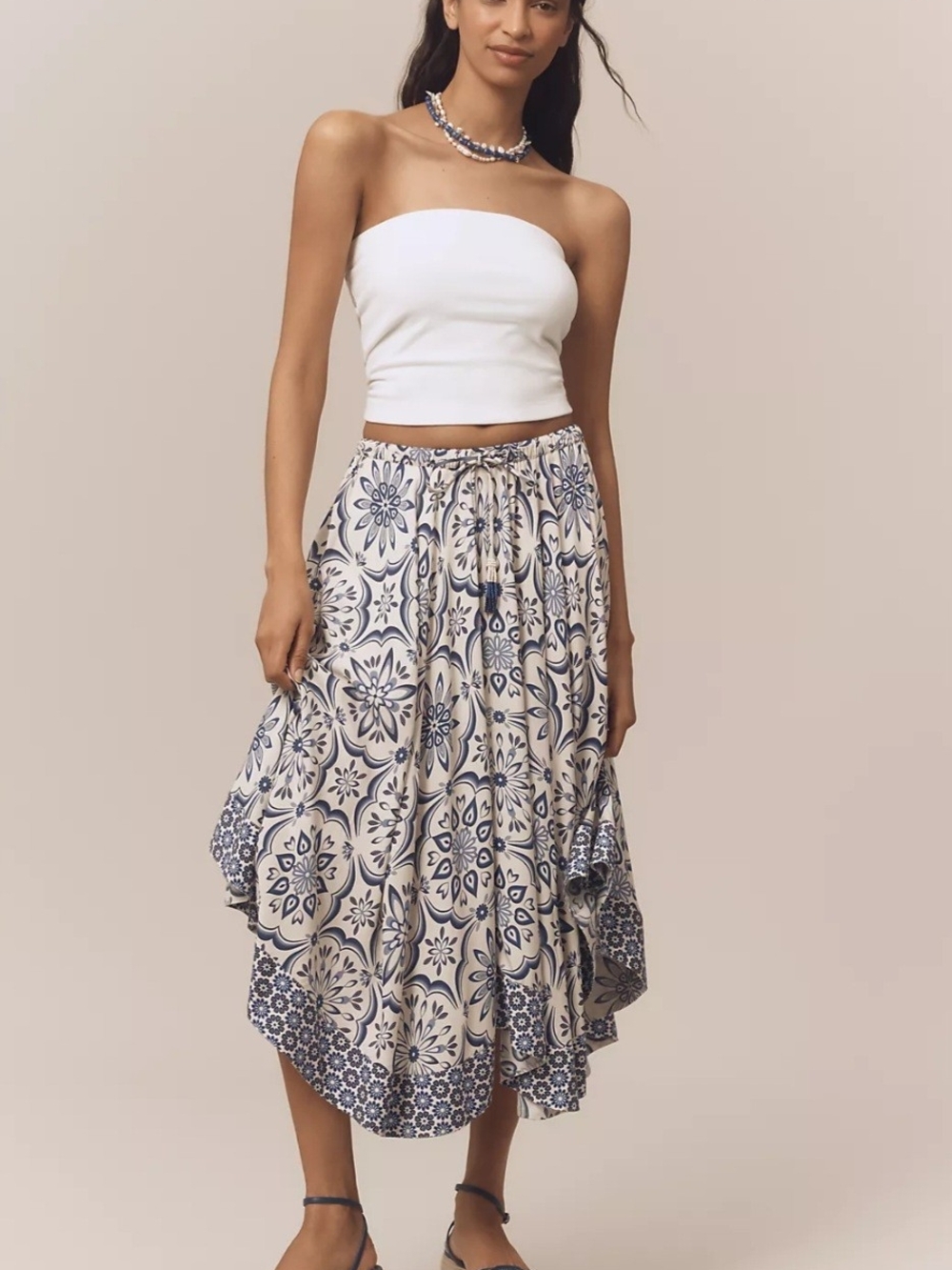 NWT FARM RIO For Anthropologie Uneven Hem Midi Skirt 🌸 Size XL